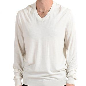 Malo Men's 100% Wool Off White V-Neck Sweater